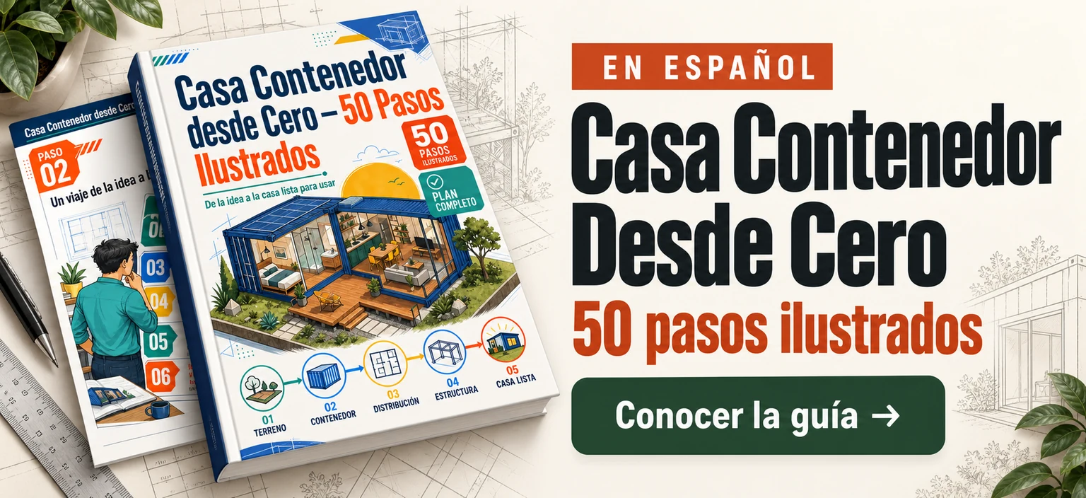 Casa Contenedor Desde Cero. 50 pasos ilustrados. En español. Conocer la guía.